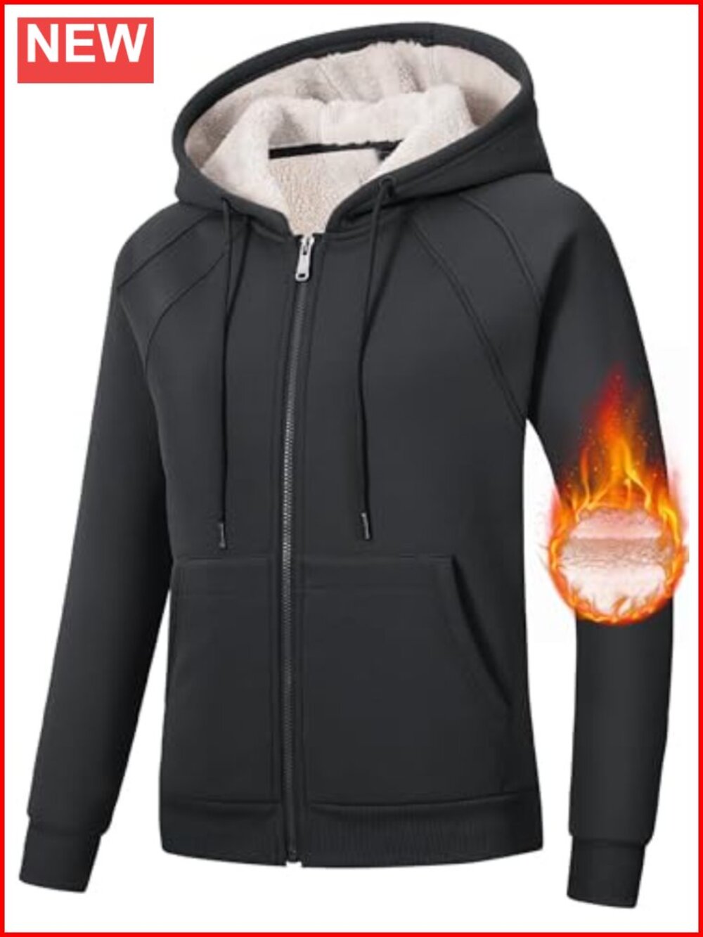 Women's Fleece Zip Up Hoodie Sherpa Lined Winter Jacket with Pockets